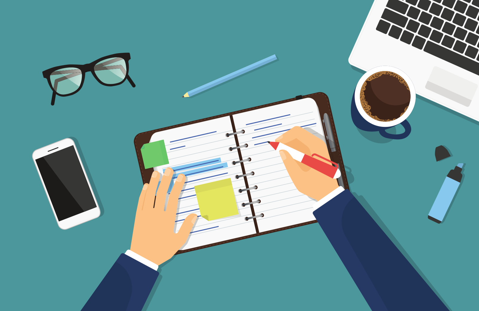 Рабочий стол с планами сотрудничества